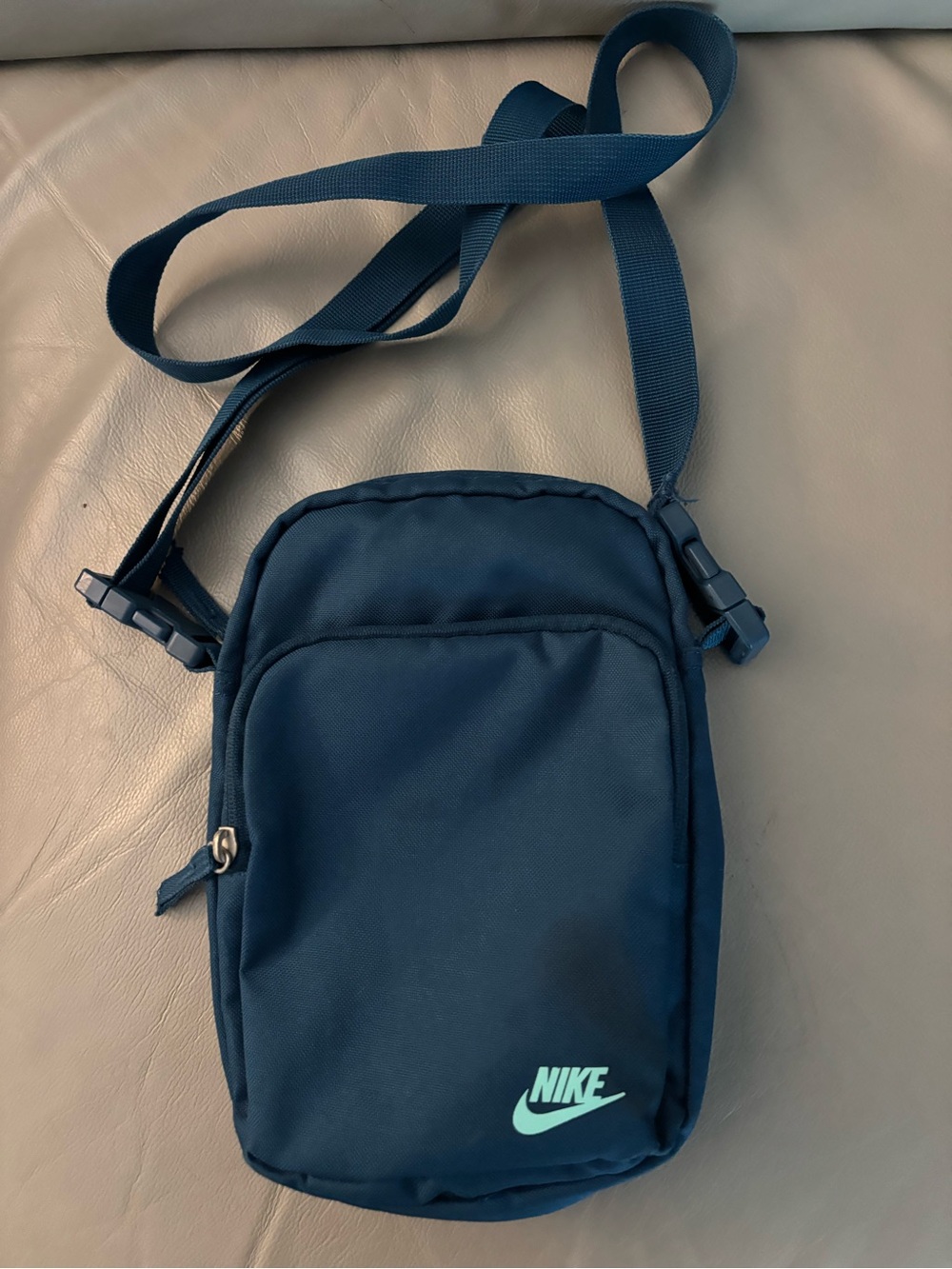 Nike Navy Blue Crossbody Belt Bag with Teal Logo